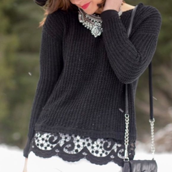 Astr Sweaters - ASTR Black Lace Sweater